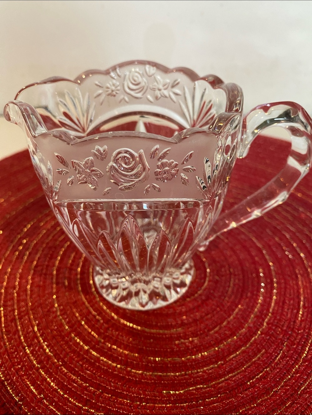 Vintage Oneida Southern Garden Crystal Creamer Pitcher